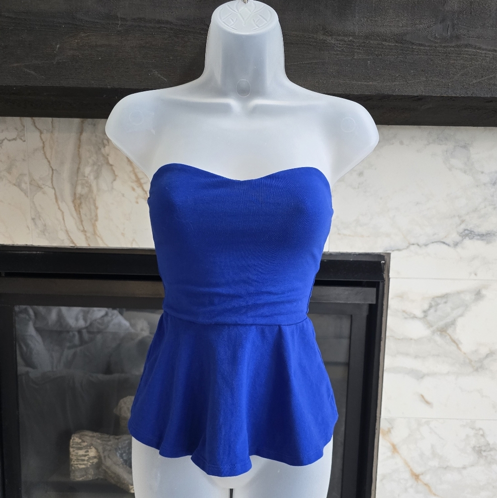 Express Royal Blue Peplum Top